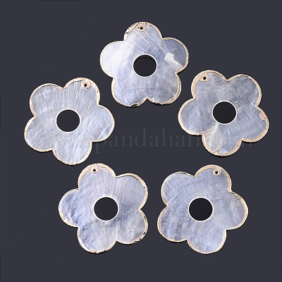 Edge Golden Plated Capiz Shell Pendants&nbsp;SHEL-S276-57-1