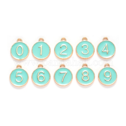 Light Gold Plated Alloy Enamel Charms ENAM-T010-06G-1
