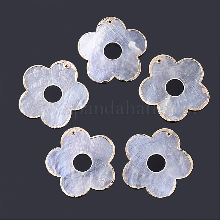 Edge Golden Plated Capiz Shell Pendants SHEL-S276-57-1