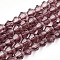Bicone Glass Beads Strands, Faceted, Purple, 4x4mm, Hole: 0.8~1mm, about 75~78pcs/strand, 28~29cm