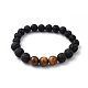 Natural Tiger Eye & Lava Rock Beaded Stretch Bracelets&nbsp;BJEW-JB05415-04-1