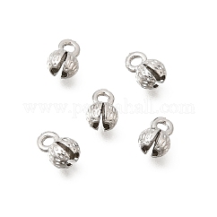 Brass Bead Tips, Calotte Ends, Knot Cover, Rack Plating, Long-Lasting Plated, Lead Free & Cadmium Free, Platinum, 6.5x4mm, Hole: 1.4mm, Inner Diameter: 2.5mm