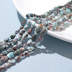 Natural Larimar Beads Strands, Tumbled Stone, Nuggets, 6.5~9.5x5.5~7.5x3.5~5.5mm, Hole: 0.8mm, about 50pcs/Strand, 15.67 inch(39.8cm)