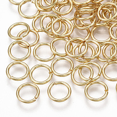 Brass Open Jump Rings, Round, Cadmium Free & Nickel Free & Lead Free, Real 18K Gold Plated, 7x0.7mm, 21 Gauge, 5mm inner diameter