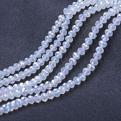 Electroplate Glass Beads Strands, Imitation Jade Beads, AB Color Plated, Faceted, Rondelle, Mint Cream, 4x3mm, Hole: 0.8~1mm, about 105~110pcs/strand, 38~39cm.