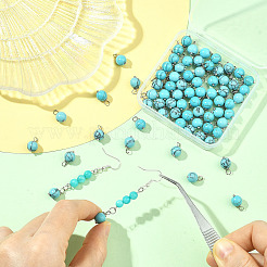 80Pcs 2 Styles Glass & Synthetic Turquoise Pendants&nbsp;PALLOY-SW00128