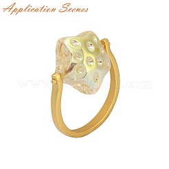 Rack Plating Brass Open Cuff Ring Settings&nbsp;KK-G455-15MG