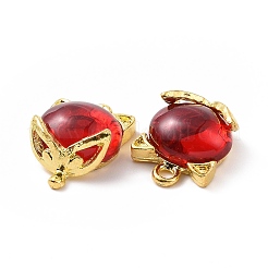 Alloy with FireBrick Glass Imitation Jade Pendants&nbsp;FIND-G047-02G