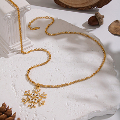 Minimalist 304 Stainless Steel Enamel White Snowflake Pendant Necklaces for Women&nbsp;NO8875