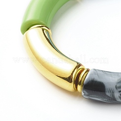 Chunky Curved Tube Beads Stretch Bracelet&nbsp;BJEW-JB06683-01