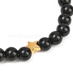 12 Zodiac Sign Natural Black Obsidian Round Beads Stretch Bracelets for Men Women&nbsp;WG228FC-07