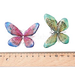 3Pcs 3 Colors Epoxy Resin & 304 Stainless Steel 3D Butterfly Connector Charms&nbsp;PALLOY-TA00400