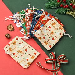 12Pcs 6 Styles Christmas Theme Cloth Printed Storage Bags&nbsp;ABAG-FS0001-09