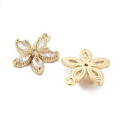 Brass Micro Pave Clear Cubic Zirconia Charms&nbsp;KK-C054-18G