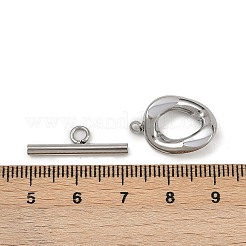Oval 304 Stainless Steel Toggle Clasps&nbsp;STAS-L022-537P