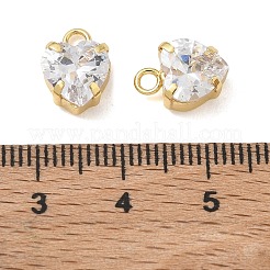 Brass Micro Pave Clear Cubic Zirconia Charms&nbsp;CU-CBABEB3-01G