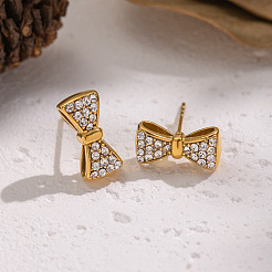 304 Stainless Steel Bowknot Stud Earrings&nbsp;HI2869