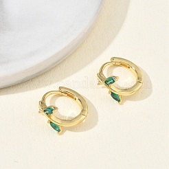 Brass Micro Pave Cubic Zirconia Hoop Earrings for Women&nbsp;EJEW-A167-12G