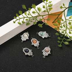 Tibetan Style Alloy Frames with Cat Eye Beads Links&nbsp;PALLOY-JF00479