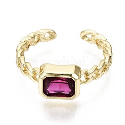 Brass Micro Pave Cubic Zirconia Cuff Rings&nbsp;RJEW-S044-119D-NF