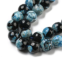 Faceted Round Dyed Natural Fire Crackle Agate Beads Strands&nbsp;G-D769-8mm-04