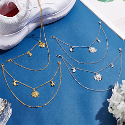 4Pcs 2 Colors Sun Moon Star Alloy Boot Strap Chains&nbsp;FIND-AB00062