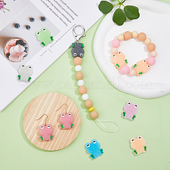 16Pcs 8 Colors Frog Luminous Food Grade Eco-Friendly Silicone Focal Beads&nbsp;SIL-DC0001-21