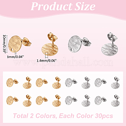 60Pcs 2 Colors Ion Plating(IP) 304 Stainless Steel Stud Earring Findings&nbsp;STAS-ME0001-45