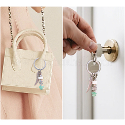 304 Stainless Steel Natural Mixed Stone Feather Keychains&nbsp;KEYC-JOY00001