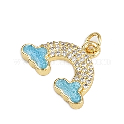Brass Micro Pave Clear Cubic Zirconia Pendants&nbsp;KK-D409-17G