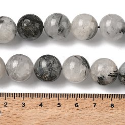 Natural Tourmalinated Quartz Beads Strands&nbsp;G-F818-A09-16mm