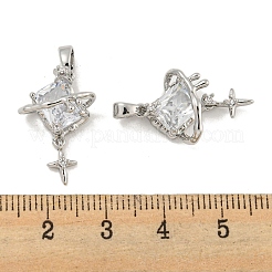 Brass Micro Pave Clear Cubic Zirconia Pendants&nbsp;KK-G490-01P