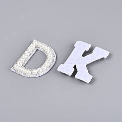 26Pcs ABS Plastic Imitation Pearl & Rhinestone & Cloth Letter Cabochons&nbsp;PATC-T001-01A