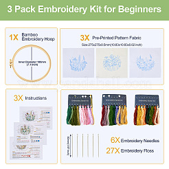 DIY Flower Pattern Embroidery Beginner Kits&nbsp;DIY-TAC0020-38