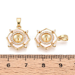Brass Micro Pave Cubic Zirconia Cup Pearl Peg Bails Pin Pendants&nbsp;KK-T079-06G