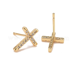 Clear Cubic Zirconia Cross Stud Earrings&nbsp;X-EJEW-G288-31G