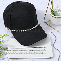 6Pcs 3 Styles 304 Stainless Steel & Round Plastic Pearl Beads Baseball Cap Chain&nbsp;AJEW-SC0003-57