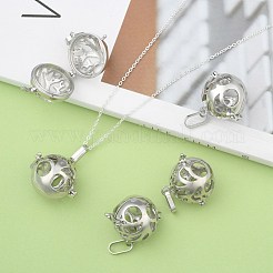 Brass Hollow Round Cage Pendants&nbsp;KK-E662-10P-NR