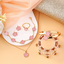 Flower Alloy Acrylic Cuff Bangles & Link Bracelets & Stud Earrings & Pendant Necklaces & Rings&nbsp;WG72368-05