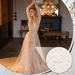 Sequin Polyester Lace Fabric&nbsp;DIY-WH0622-147A