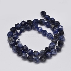 Faceted Natural Sodalite Beads Strands&nbsp;G-K066-02-8mm