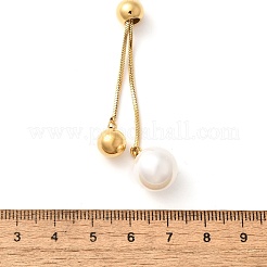 304 Stainless Steel Round Shell Pearl Pendant Lariat Necklaces for Women&nbsp;NJEW-U031-04G