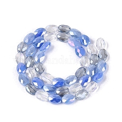 Electroplate Imitation Jade & Opaque & Transparent Glass Beads Strands&nbsp;EGLA-Q135-6x8MM-01G