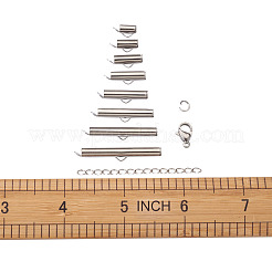304 Stainless Steel Slide On End Clasp Tubes & Open Jump Rings & Lobster Claw Clasps & Chain Extender&nbsp;STAS-TA0004-65P