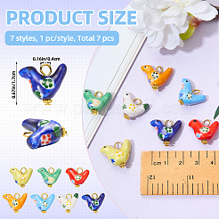 7Pcs 7 Colors Handmade Printed Porcelain Pendants&nbsp;PALLOY-SW00120