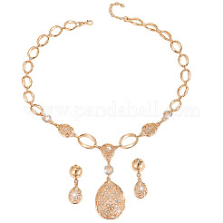 Alloy Rhinestone Teardrop Stud Earrings & Pendant Necklaces Sets&nbsp;WG8A7F2-01