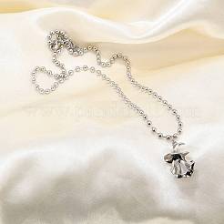 Brass Black Enamel Halloween Ghost Pendant Necklaces&nbsp;NJEW-B135-01A-P
