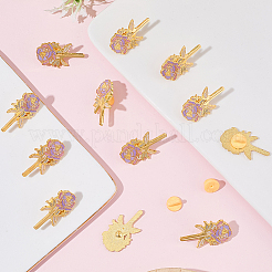 12Pcs Flower Enamel Pins&nbsp;JEWB-SC0002-04