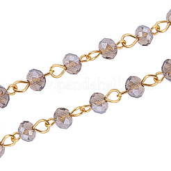 Handmade Rondelle Glass Beads Chains for Necklaces Bracelets Making&nbsp;X-AJEW-JB00037-05