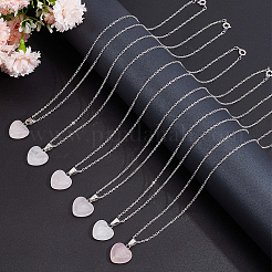 10Pcs Natural Rose Quartz Geometry Pendant Necklace&nbsp;NJEW-BBC0001-17